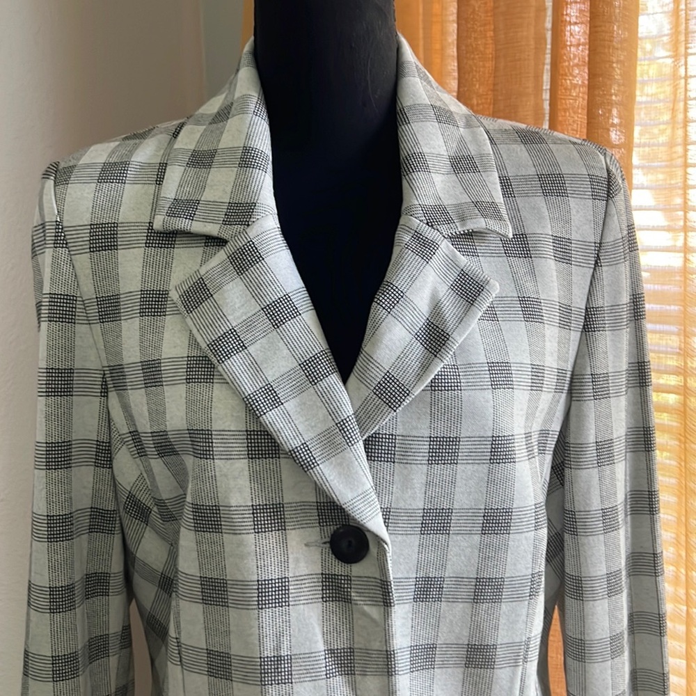 Cabi Valentina Plaid Knit Blazer Jacket